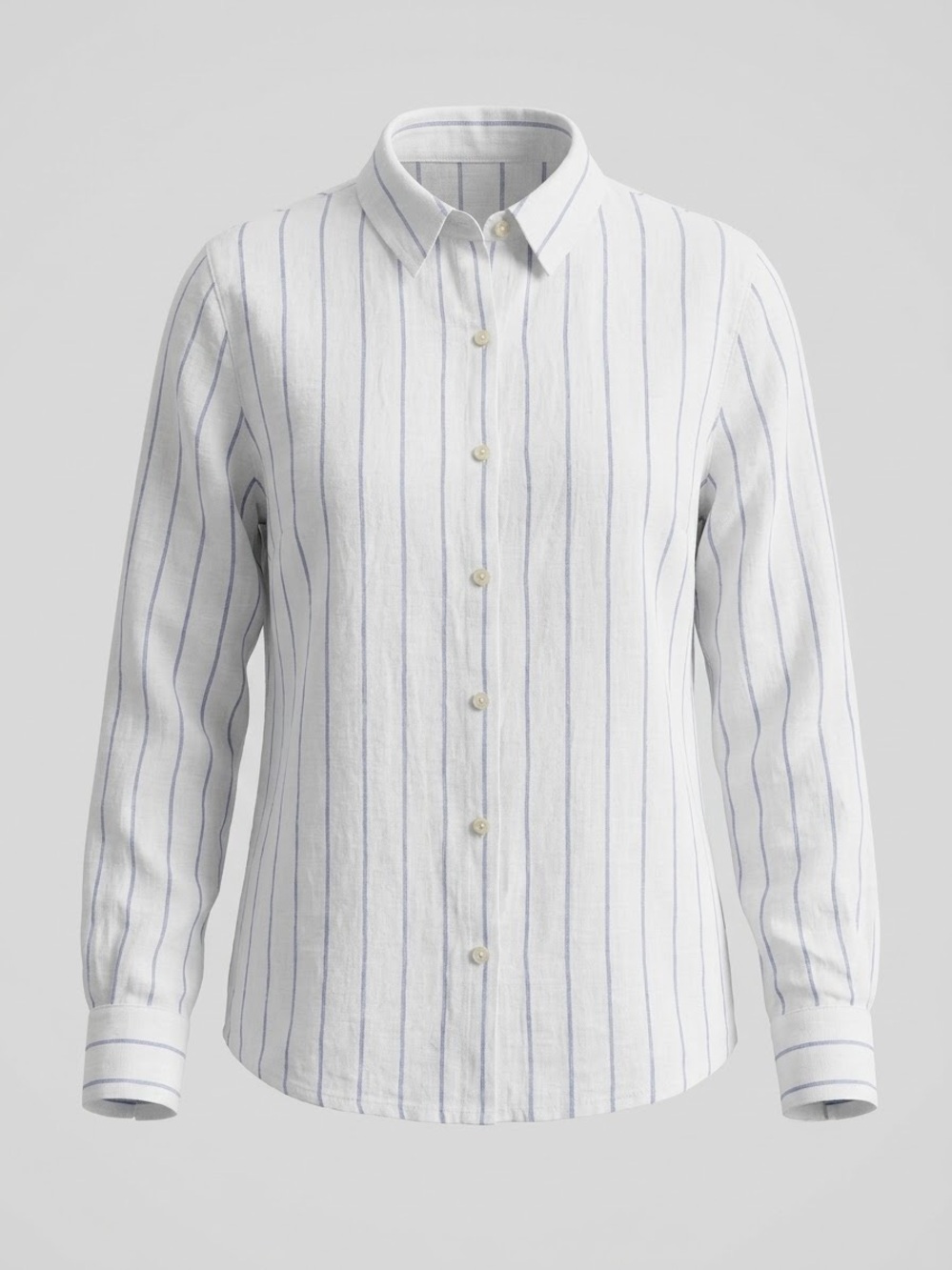 Joie 100% Linen Striped Light Blue Button Up Long Sleeve Shirt Size Large